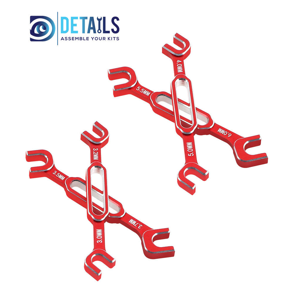Hobby Details Aluminum Special Tool Wrench 3.0-3.2/3.5-3.7/4.0-5.0/5.5-6.0mm for Turnbuckles & Nuts RC Hobby Repair Tools 4pcs/set A:Red B:Blue C:Green D:Black