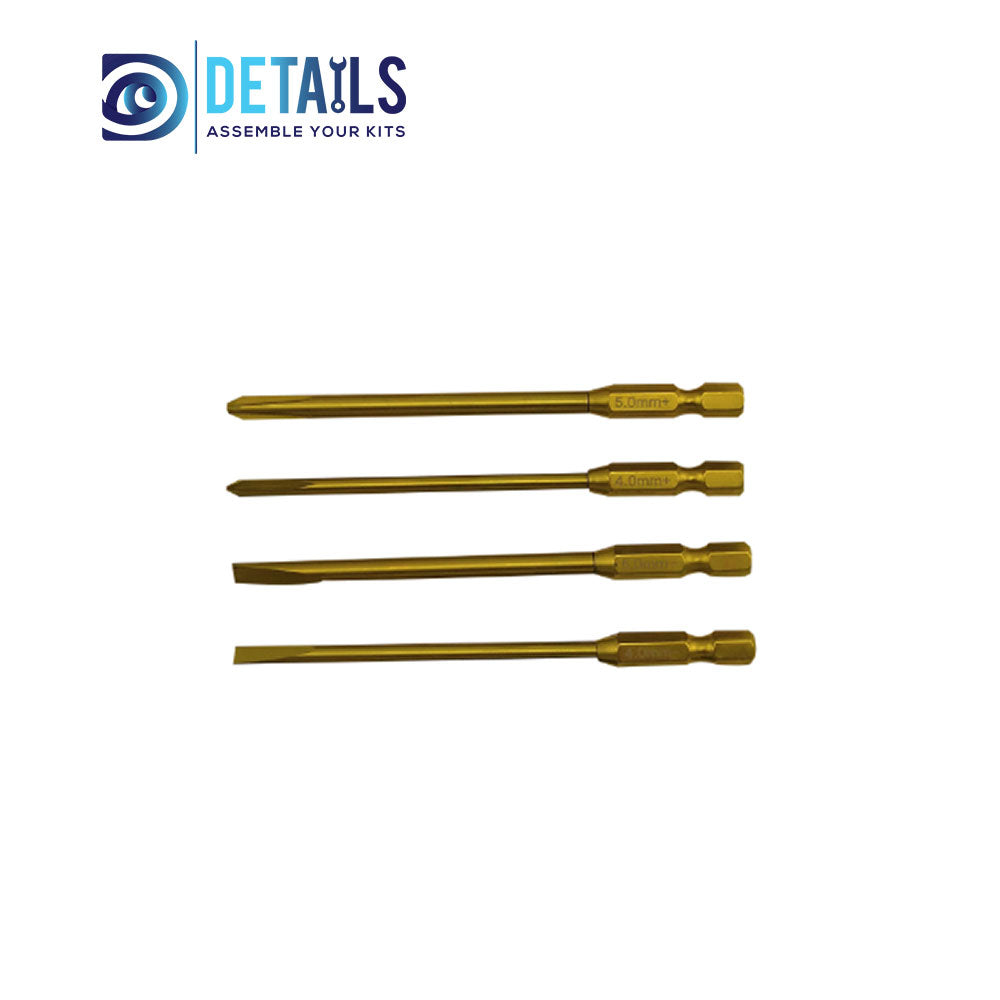 Premium Titanium Tips 4pcs (6.35mm/1/4) Hex1.5/2.0/ 2.5/3.0mm/ L=90mm 4pcs/set