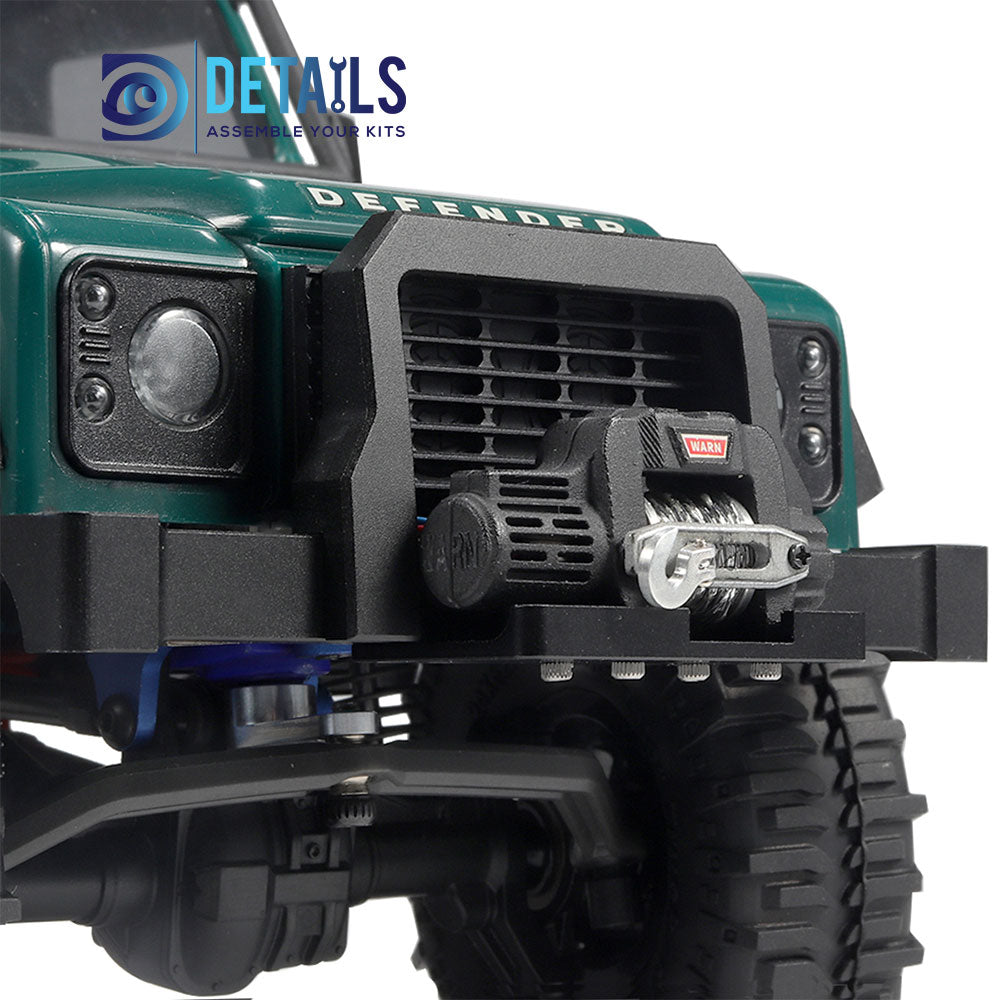 Aluminum CNC Classic Front Bumper with Winch Mount and Grill Set for TRX4M 1/18 Land Rover Defender
