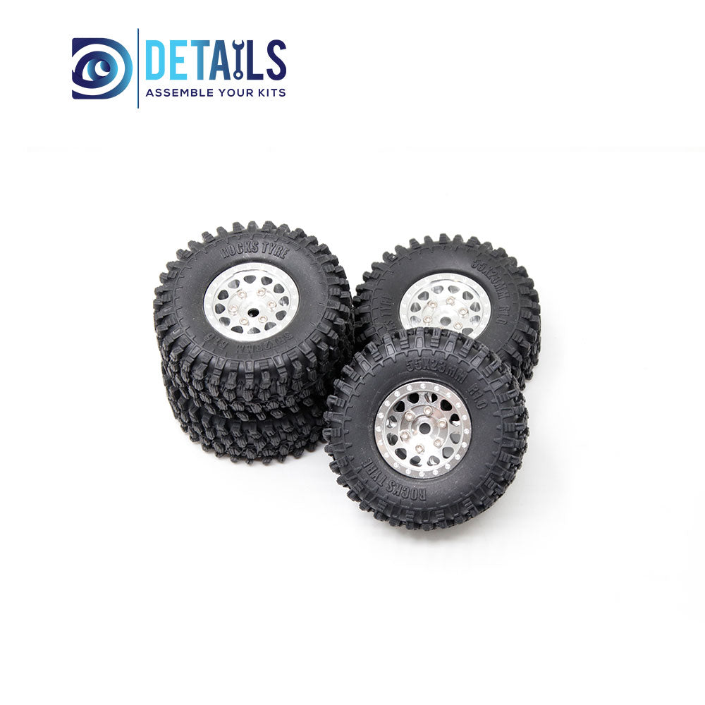 1.0'' Aluminum Beadlock Wheel Rim&Tire set for 1/18 TRX4M 55X23mm Tire, 26X16mm Wheel