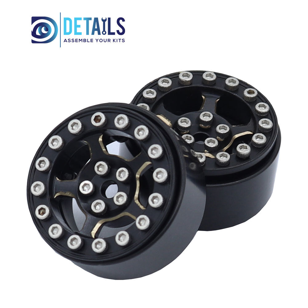 1.0'' Brass Five-Star Beadlock Wheel Rim set for 1/18 or 1/24 cars Fit for TRX4M/SCX24/FCX24/Enduro24