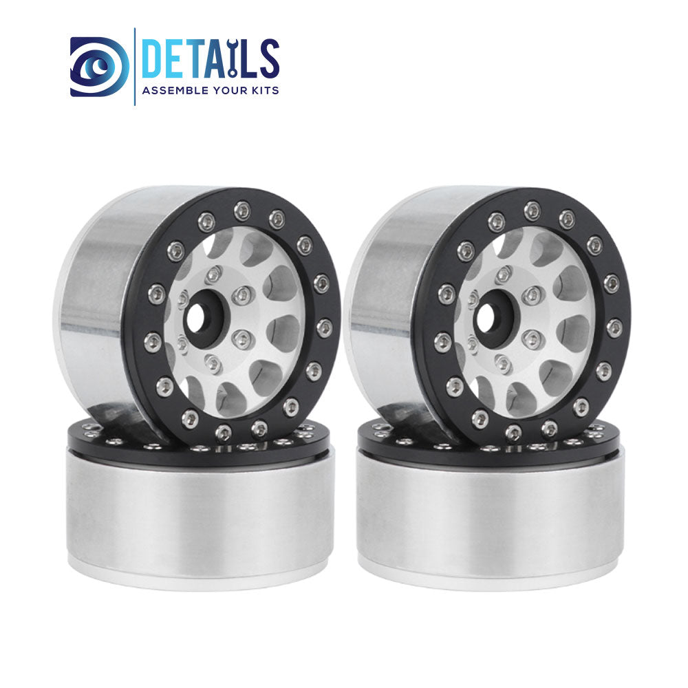 DTCW03018 1.55" Aluminum CNC BeadLock Wheels 4pcs/set 46x23mm Silver Black