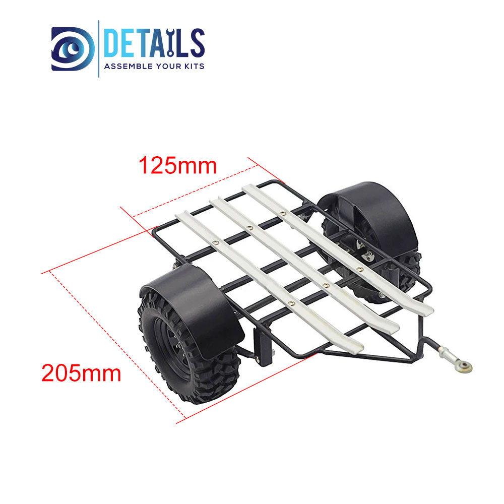 Hobby Details Aluminum 1/10 Scaleleaf Spring Steel Trailer With Hitch Mount For Crawler