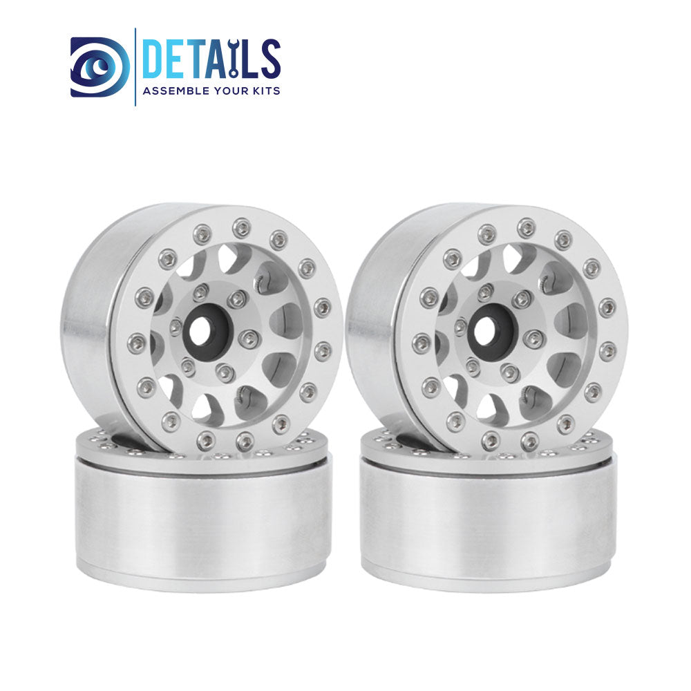 DTCW03018 1.55" Aluminum CNC BeadLock Wheels 4pcs/set 46x23mm Silver