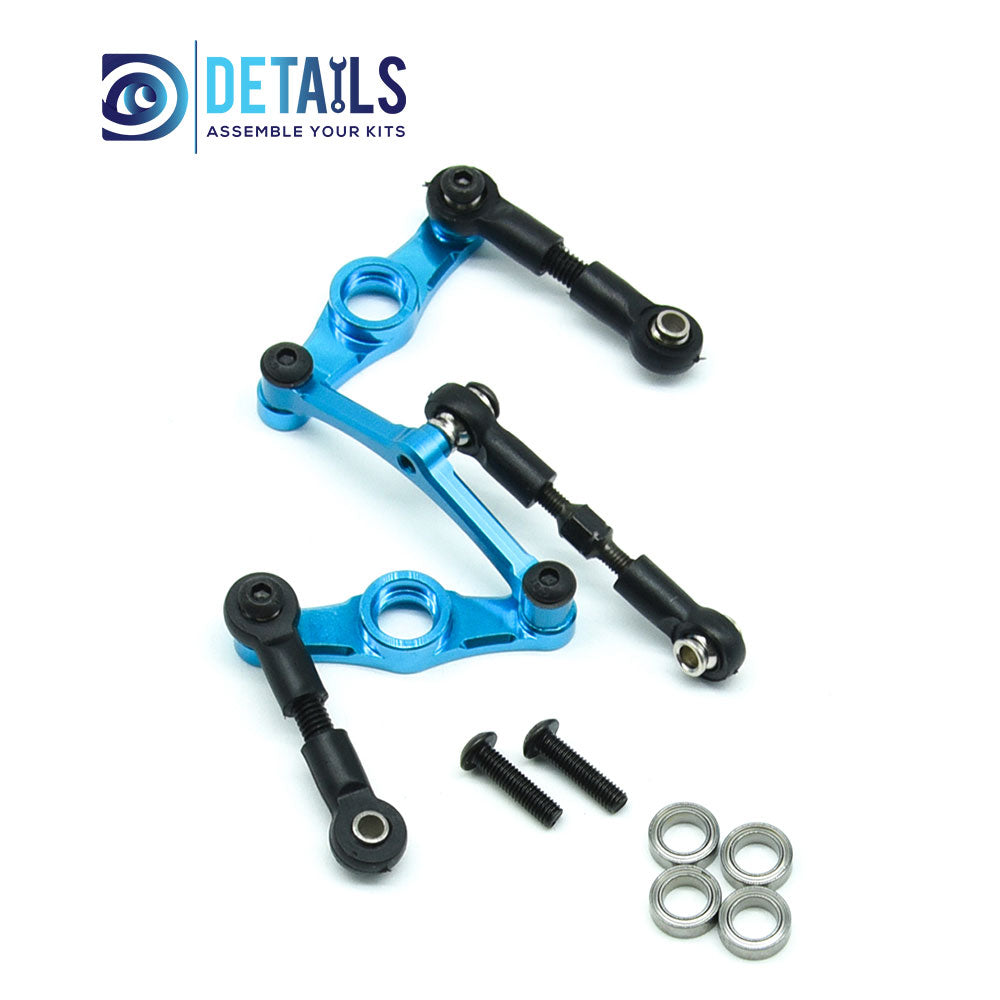 Aluminum Steering Set Steering&Rods Set for Tamiya 1/10 TT01 -Blue