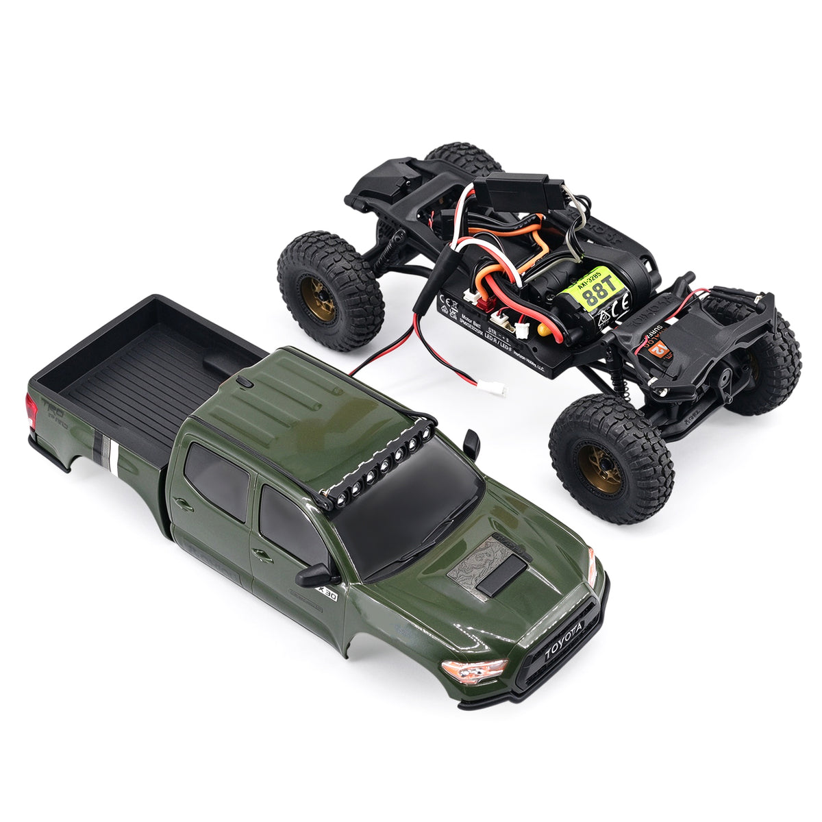 Hobbydetails Newest Aluminum Case Standard Round LED Light for Axial SCX30 Green Tacoma Rock Crawler Car White