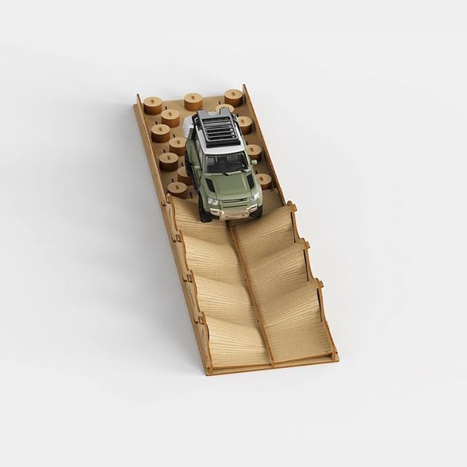 HobbyDetails Wooden RC Crawler Bridge and Runway Set, Off-Road Obstacle Course for Axial SCX30