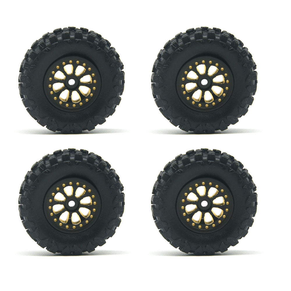 Hobby Details Brass 0.7" Wheel and Tire for SCX30 Cars Upgrade Parts 4pcs/set