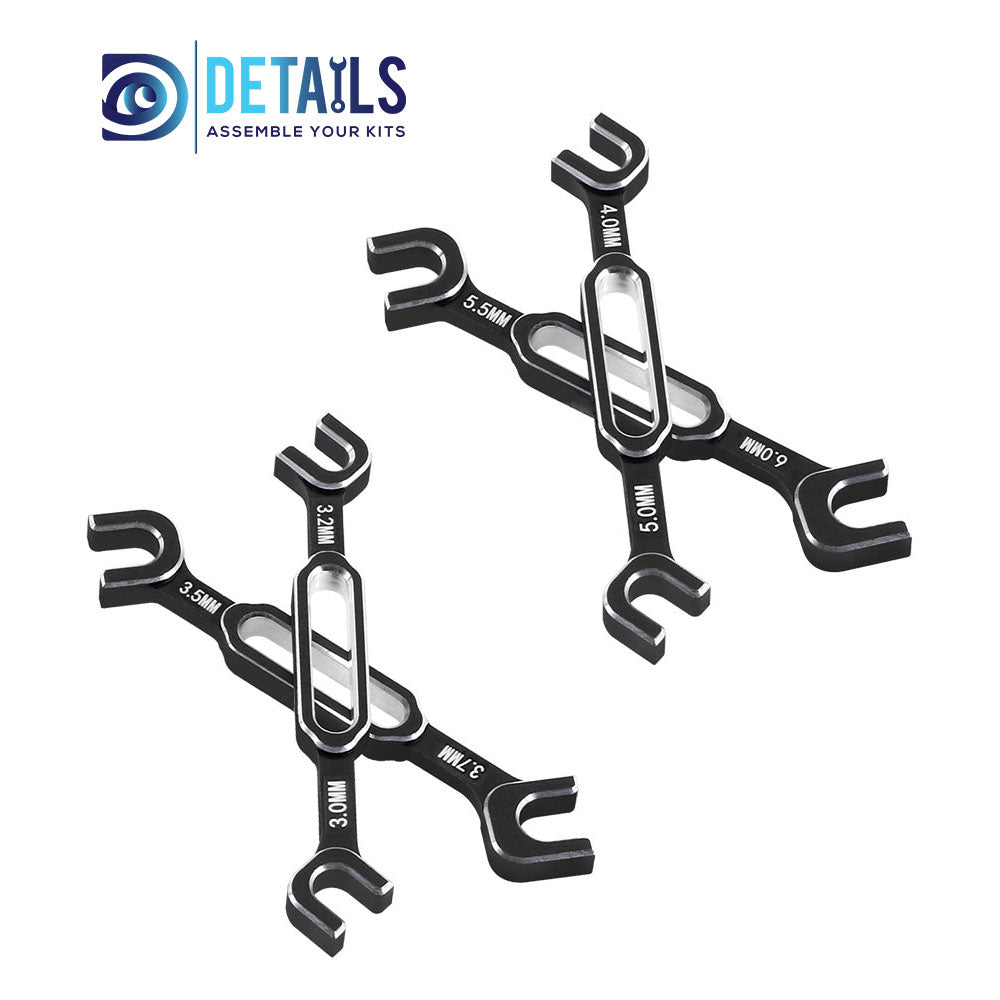 Hobby Details Aluminum Special Tool Wrench 3.0-3.2/3.5-3.7/4.0-5.0/5.5-6.0mm for Turnbuckles & Nuts RC Hobby Repair Tools 4pcs/set A:Red B:Blue C:Green D:Black