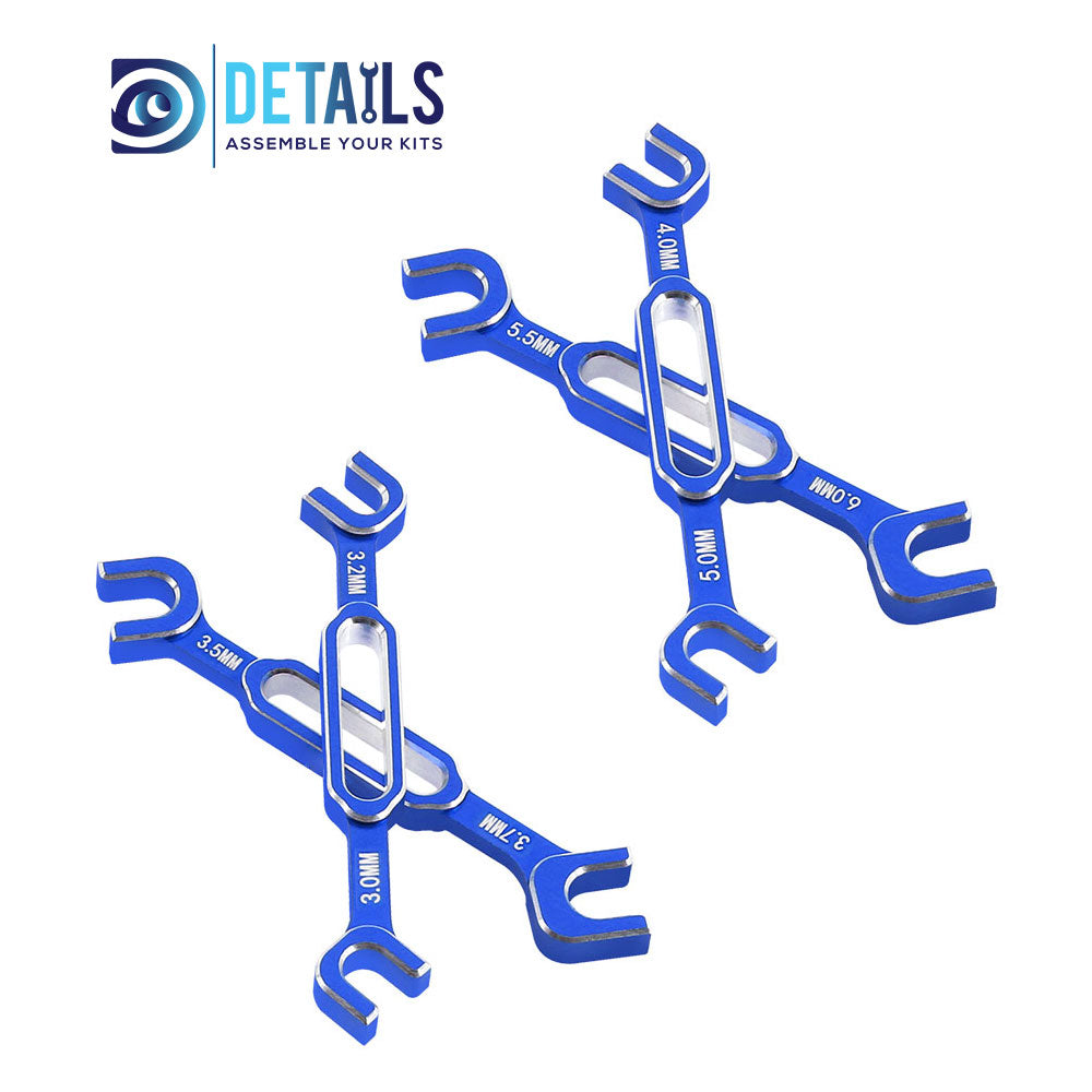 Hobby Details Aluminum Special Tool Wrench 3.0-3.2/3.5-3.7/4.0-5.0/5.5-6.0mm for Turnbuckles & Nuts RC Hobby Repair Tools 4pcs/set A:Red B:Blue C:Green D:Black