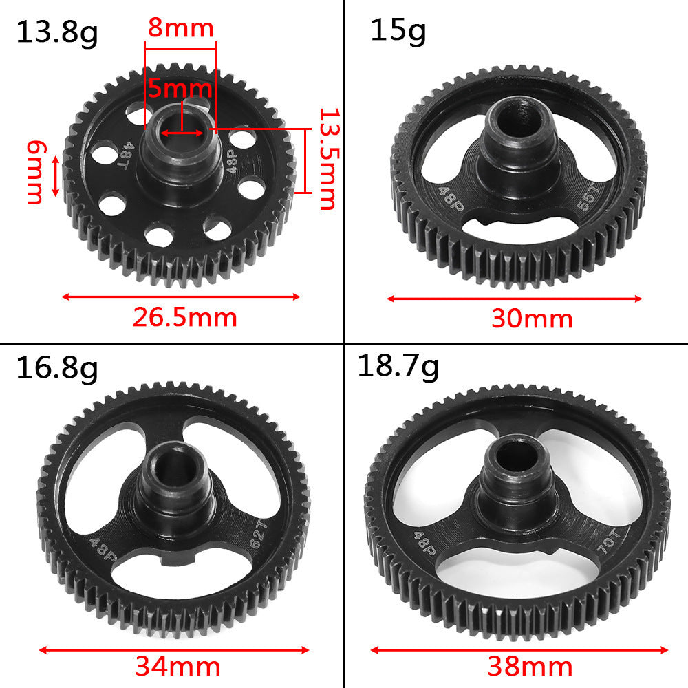 Steel Spur Gear 48DP 48/55/62/70T For Traxxas 1/10 Ford Bronco 4-TEC 2.0/3.0 Drift Ford Mustang 4pcs/set