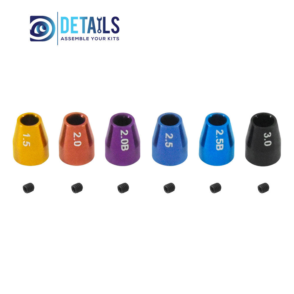 Aluminum Tool Tip Hex/Ball Collar set 1.5/2.0/2.0B/2.5/2.5B/3.0 6pcs/set
