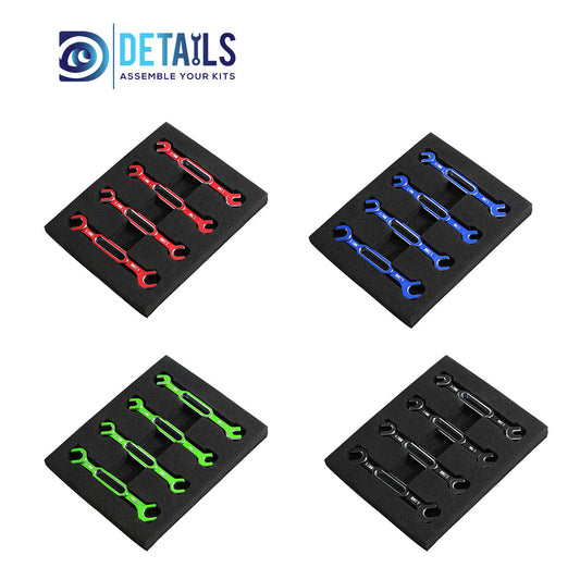 Hobby Details Aluminum Special Tool Wrench 3.0-3.2/3.5-3.7/4.0-5.0/5.5-6.0mm for Turnbuckles & Nuts RC Hobby Repair Tools 4pcs/set A:Red B:Blue C:Green D:Black