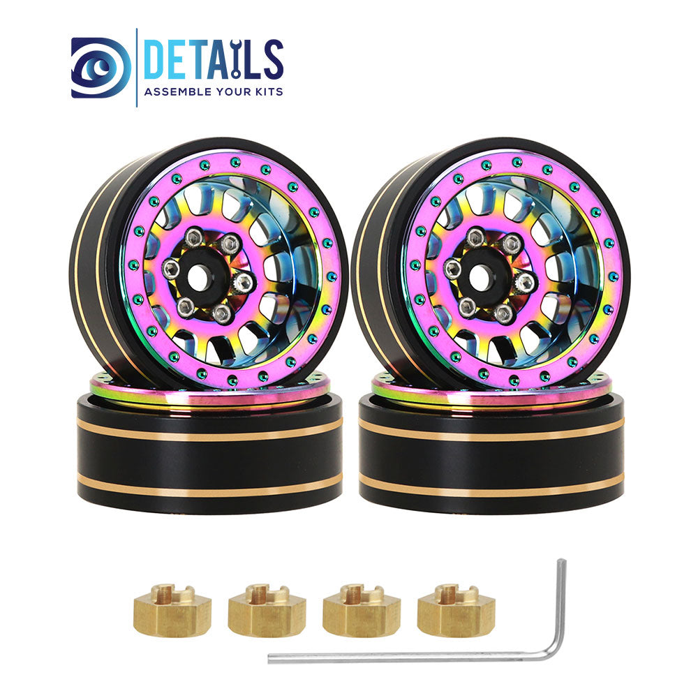1.1" Aluminum and Brass Crawler Wheels Dazzling colour For SCX24 TRX4M 4pcs/set