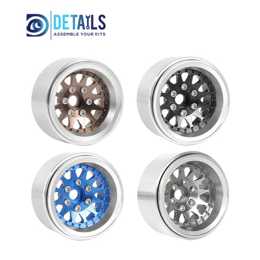 Hobby Details Offset -10mm Aluminum 1.9" Wheel Rim for 1/10 RC Crawler SCX10 Pro TRX4 VS4-10 Gen8 TRX6 CAPRA 4pcs/set A:Black B:Titanium C:Copper D:Blue