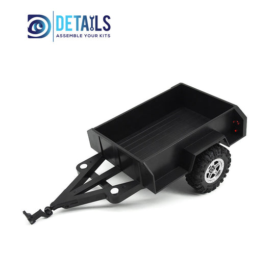 Hobby Details Plastic Mini Trailer for 1/18 1/24cars 124x78x30mm, total length 230mm Black