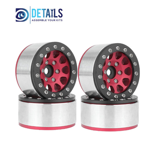 DTCW03018 1.55" Aluminum CNC BeadLock Wheels 4pcs/set 46x23mm Red Black