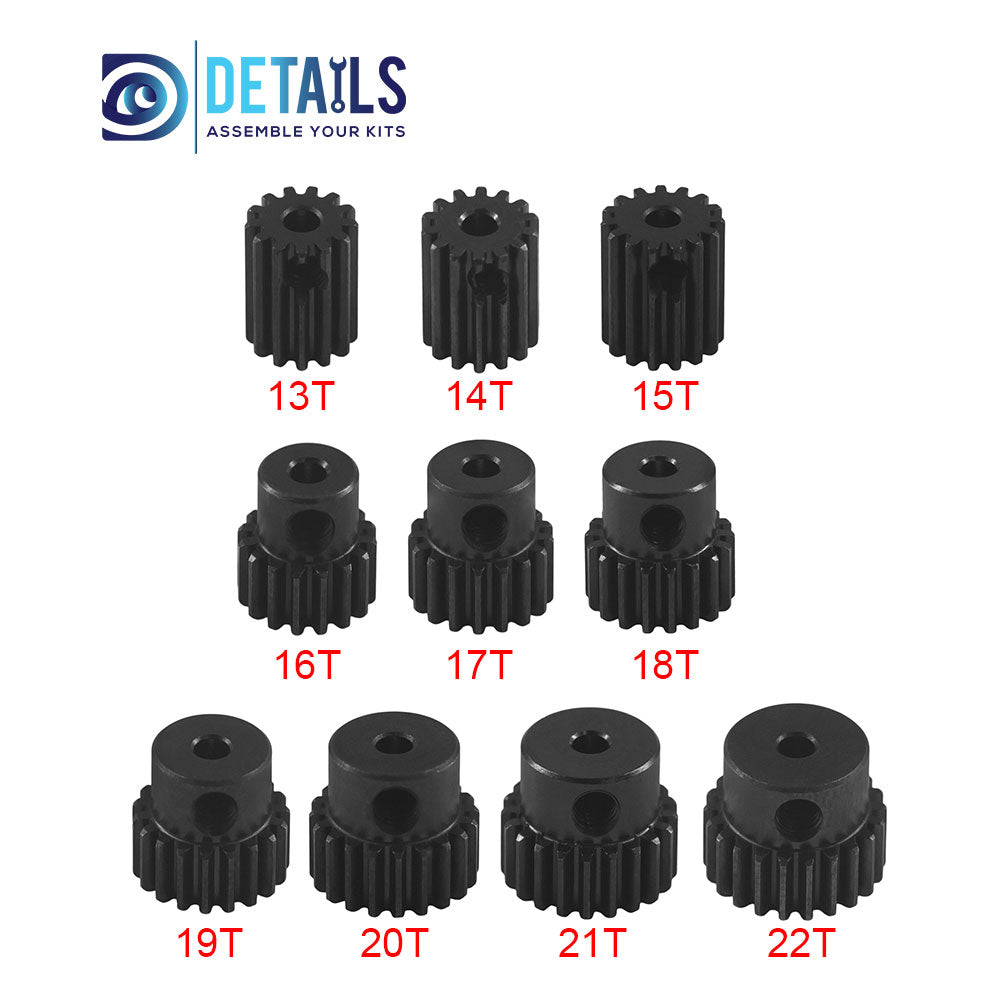 #45 Steel M0.5 Motor Pinions Chromium Gear-Black 2.3mm shaft M3 Screw Hole with Screw For Arrma 1/18 RC Car 1pcs 13T 14T 15T 16T 17T 18T 19T 20T 21T 22T