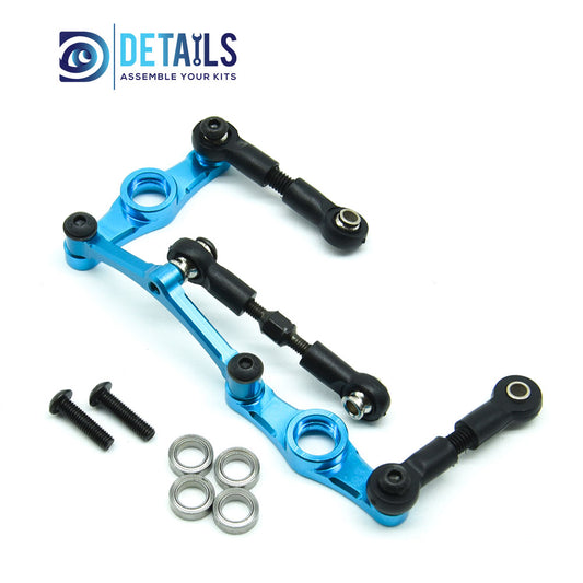 Aluminum Steering Set Steering&Rods Set for Tamiya 1/10 TT01 -Blue