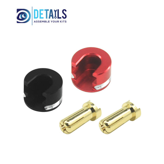 Hobby Details LOWPRO Heatsink Bullet Plug Grips with 5mm Bullets (Black/Red) Low profile 5.0mm 14mm