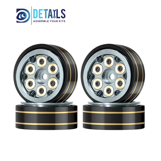 1.0" Aluminum CNC BeadLock Wheels Brass Ring with Brass Counterweight 4pcs/set