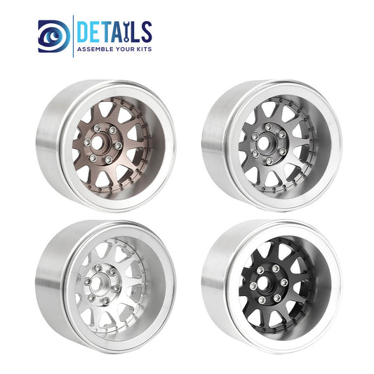Hobby Details Offset -10mm Aluminum 2.2" Wheel Rim for 1/10 RC Crawler SCX10 Pro TRX4 VS4-10 Gen8 TRX6 CAPRA 4pcs/set A:Black B:Silver C:Titanium D:Copper
