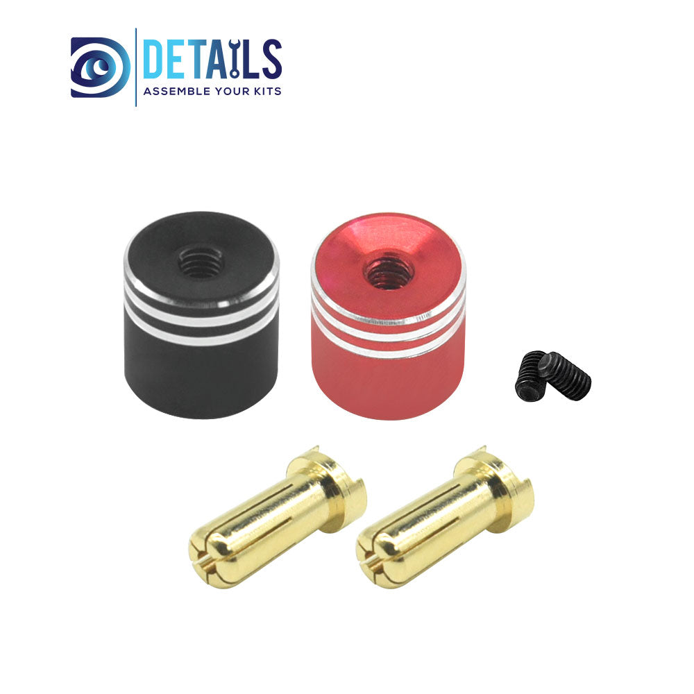 Hobby Details Heatsink Bullet Plug Grips with 5mm Bullets (Black/Red) Low profile 5.0mm 14mm