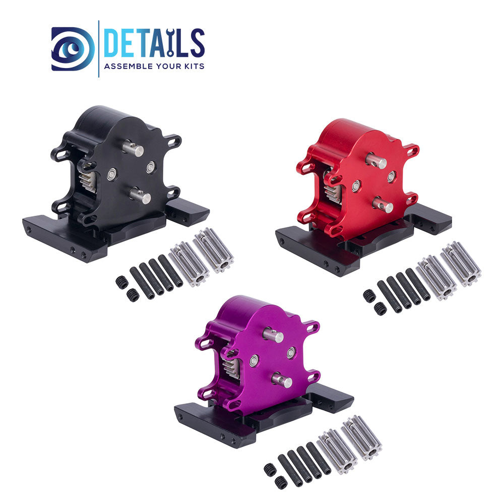 Hobby Details CNC Aluminum Dual Transmission Overdrive Gearbox Installable 2 Motors for 1/10 RC Crawler Upgrade Parts A:Black B:Red C:Purple