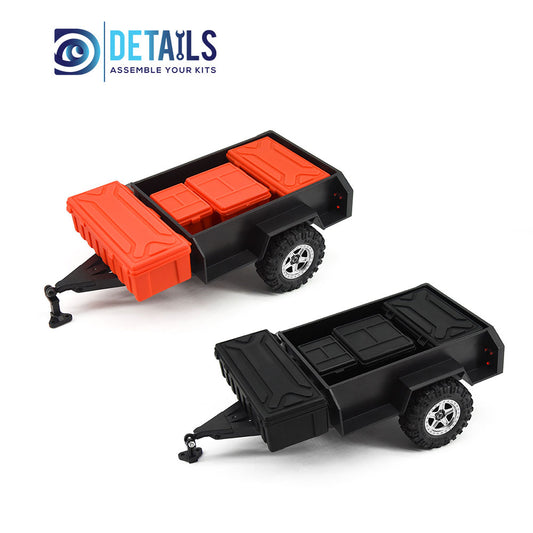 Hobby Details Plastic Mini Trailer for 1/18 1/24cars 124x78x30mm, total length 230mm with boxes A：Red boxes B：Black boxes