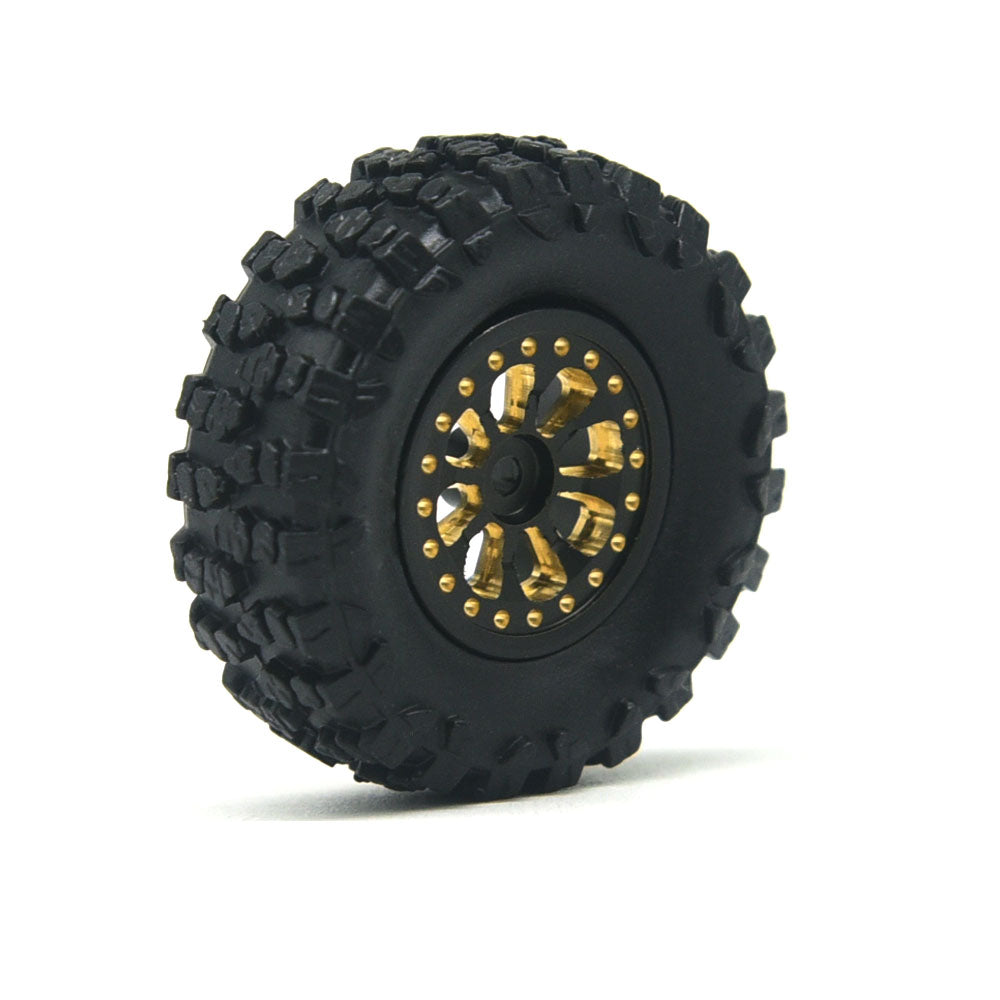 Hobby Details Brass 0.7" Wheel Offset Wheel and 0.7‘’ Wheel Tire with Foam for SCX30 Cars Upgrade Parts 4pcs/Set
