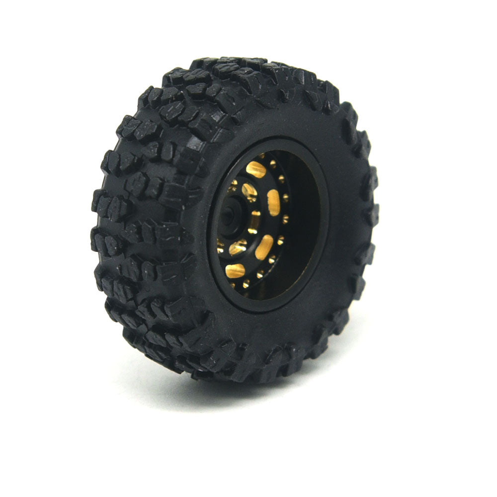 Hobby Details Brass 0.7" Wheel Offset Wheel and 0.7‘’ Wheel Tire with Foam for SCX30 Cars Upgrade Parts 4pcs/Set