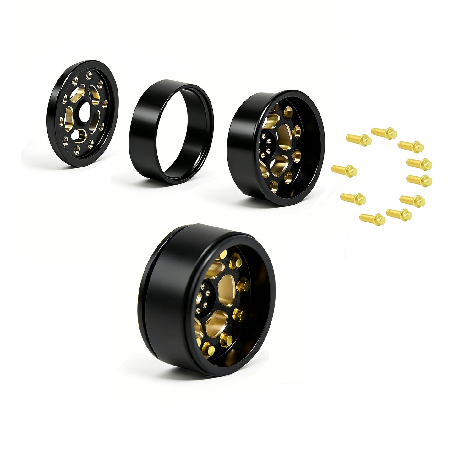 Hobby Details Brass 0.7" Wheel Offset Wheel and 0.7‘’ Wheel Tire with Foam for SCX30 Cars Upgrade Parts 4pcs/Set