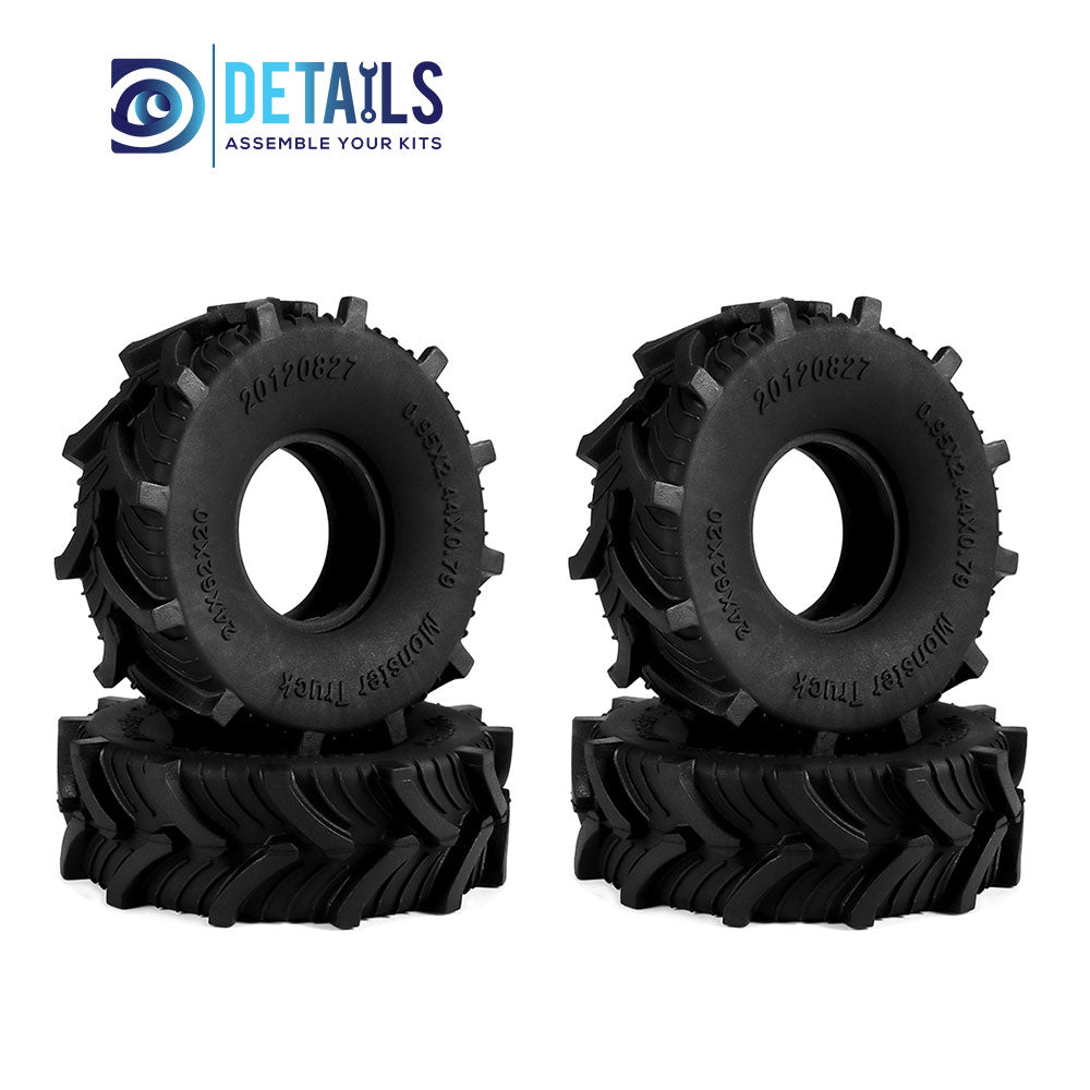 1.0 Inch Rubber Mud Terrain Wheel Tires 62*20mm  for 1/18 or 1/24 Crawler Cars