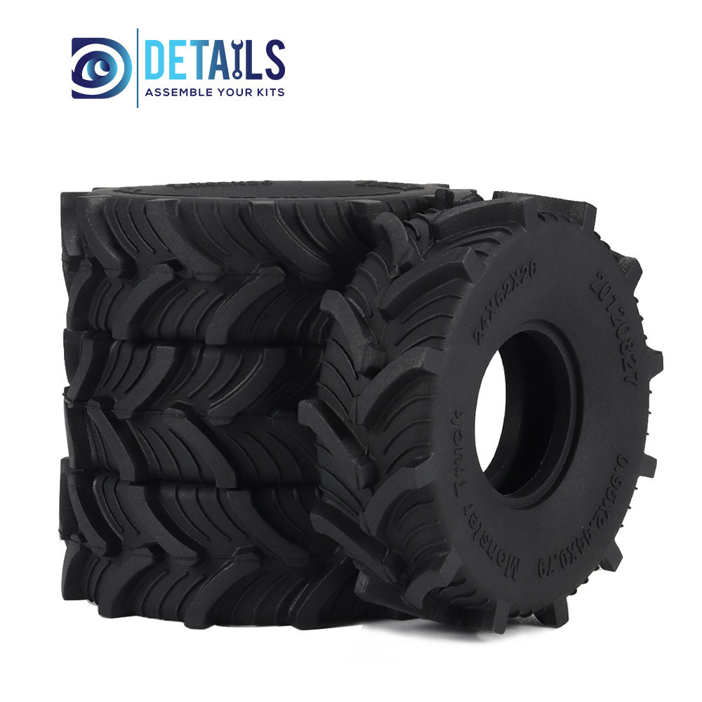 1.0 Inch Rubber Mud Terrain Wheel Tires 62*20mm  for 1/18 or 1/24 Crawler Cars