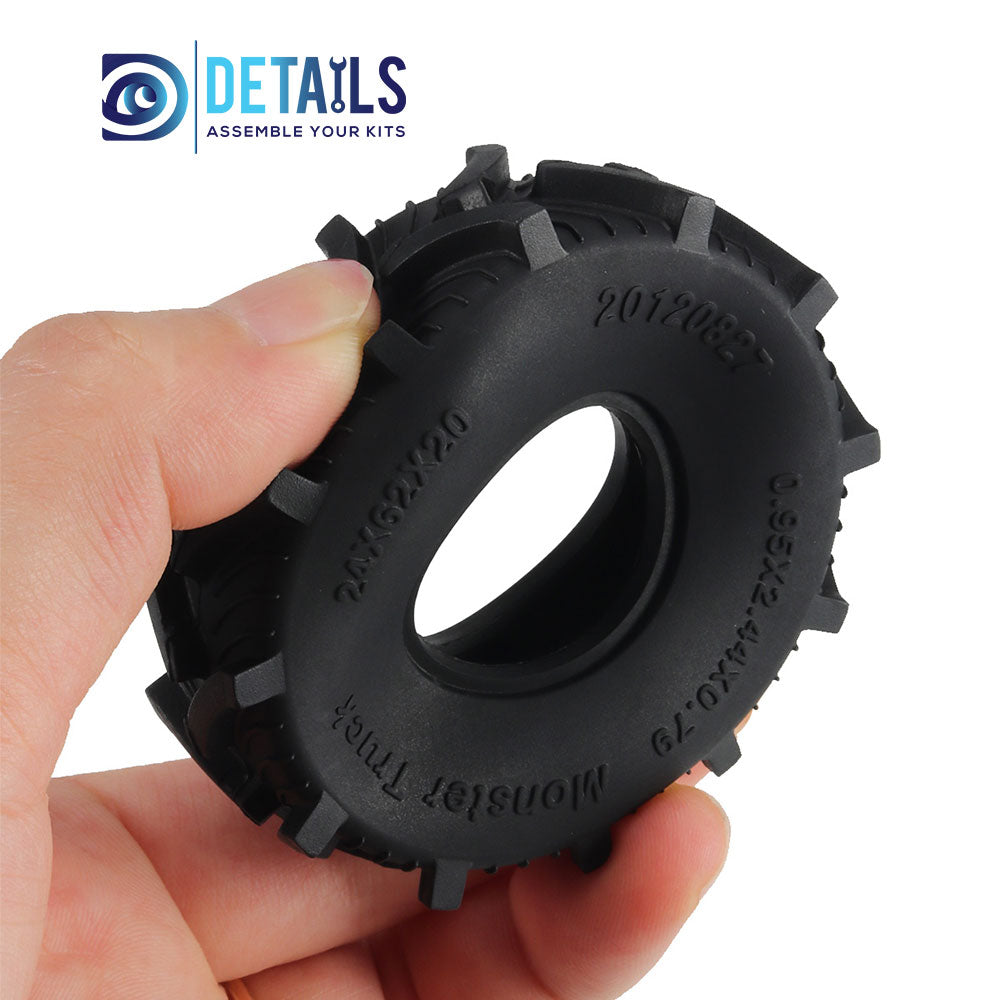 1.0 Inch Rubber Mud Terrain Wheel Tires 62*20mm  for 1/18 or 1/24 Crawler Cars