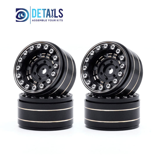 1.0'' Brass Quality Black Gold Beadlock Wheel Rim set for 1/18 or 1/24 cars 27X15.8mm Fit for TRX4M/SCX24/FCX24/Enduro24