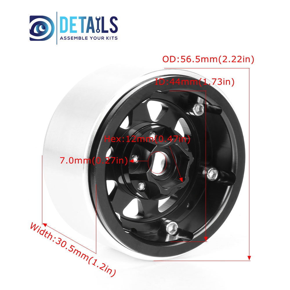 Offset -10mm Aluminum 1.9" Beadlock Wheel Rim for 1/10 RC Crawler SCX10 Pro TRX4 VS4-10 Gen8 TRX6 CAPRA  A
