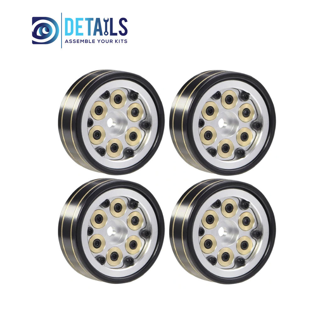 1.0" Aluminum CNC BeadLock Wheels Brass Ring with Brass Counterweight 4pcs/set