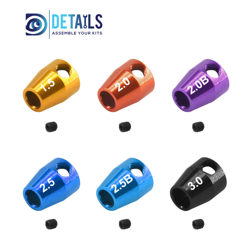 Aluminum Tool Tip Hex/Ball Collar set 1.5/2.0/2.0B/2.5/2.5B/3.0 6pcs/set