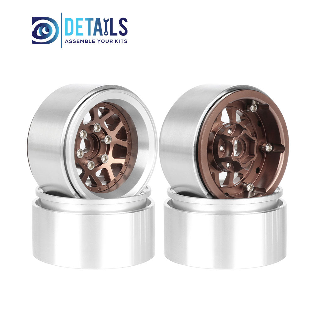 Hobby Details Offset -10mm Aluminum 1.9" Wheel Rim for 1/10 RC Crawler SCX10 Pro TRX4 VS4-10 Gen8 TRX6 CAPRA 4pcs/set A:Black B:Silver C:Titanium D:Copper