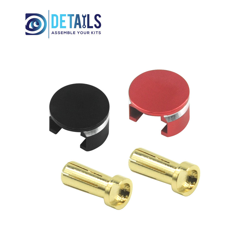 Hobby Details LOWPRO Heatsink Bullet Plug Grips with 5mm Bullets (Black/Red) Low profile 5.0mm 14mm