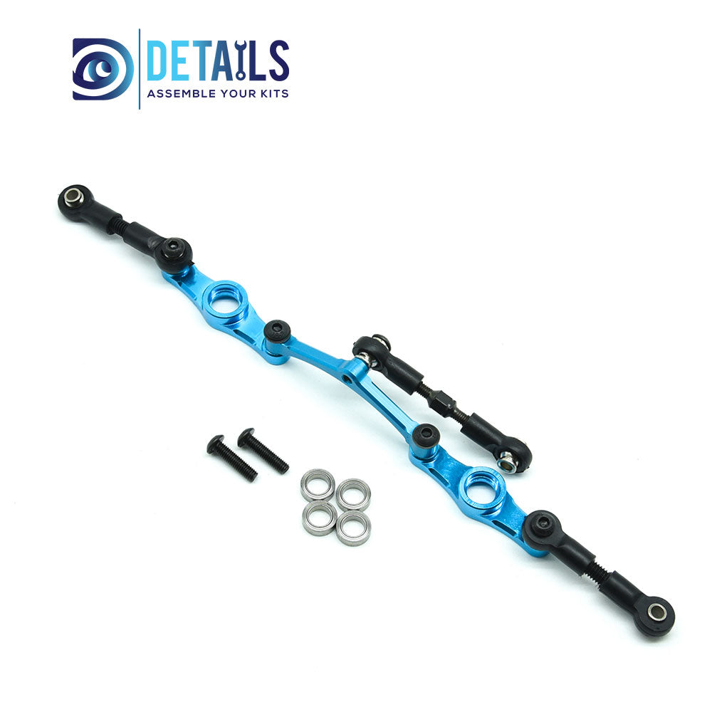 Aluminum Steering Set Steering&Rods Set for Tamiya 1/10 TT01 -Blue