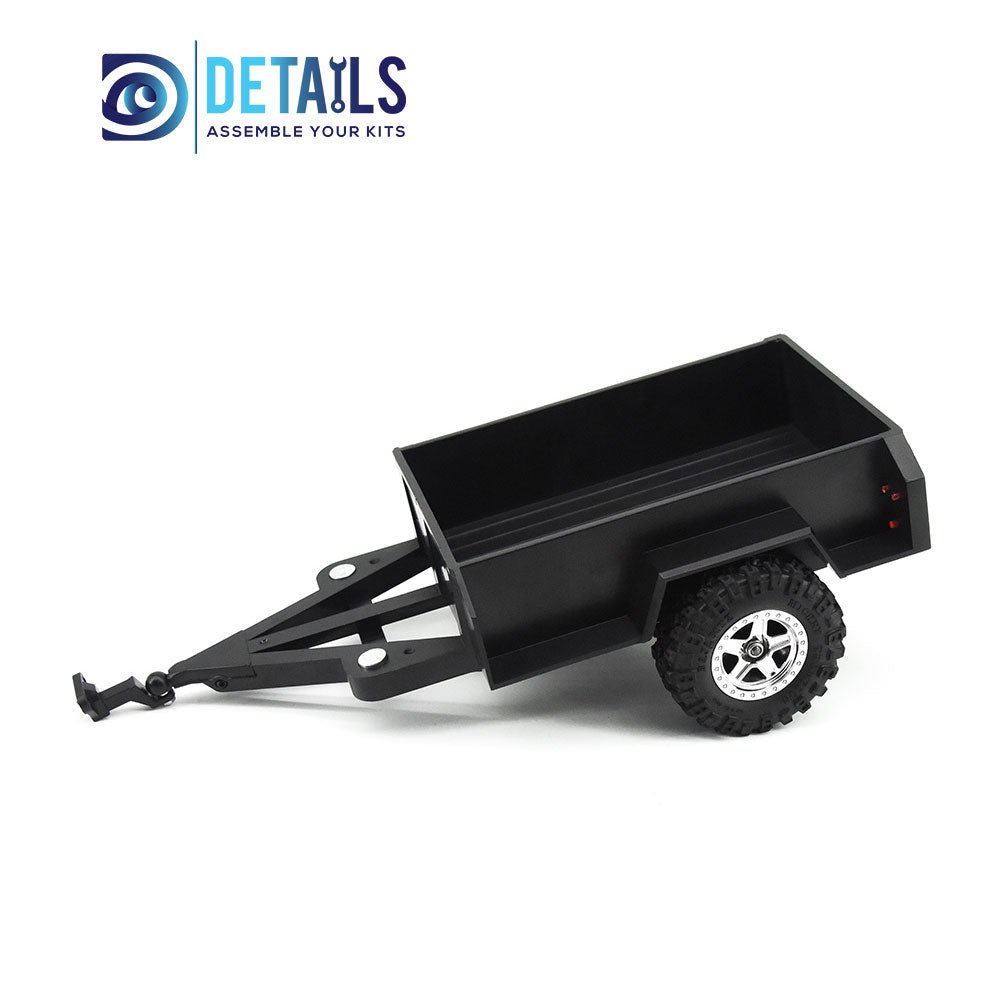 Hobby Details Plastic Mini Trailer for 1/18 1/24cars 124x78x30mm, total length 230mm Black
