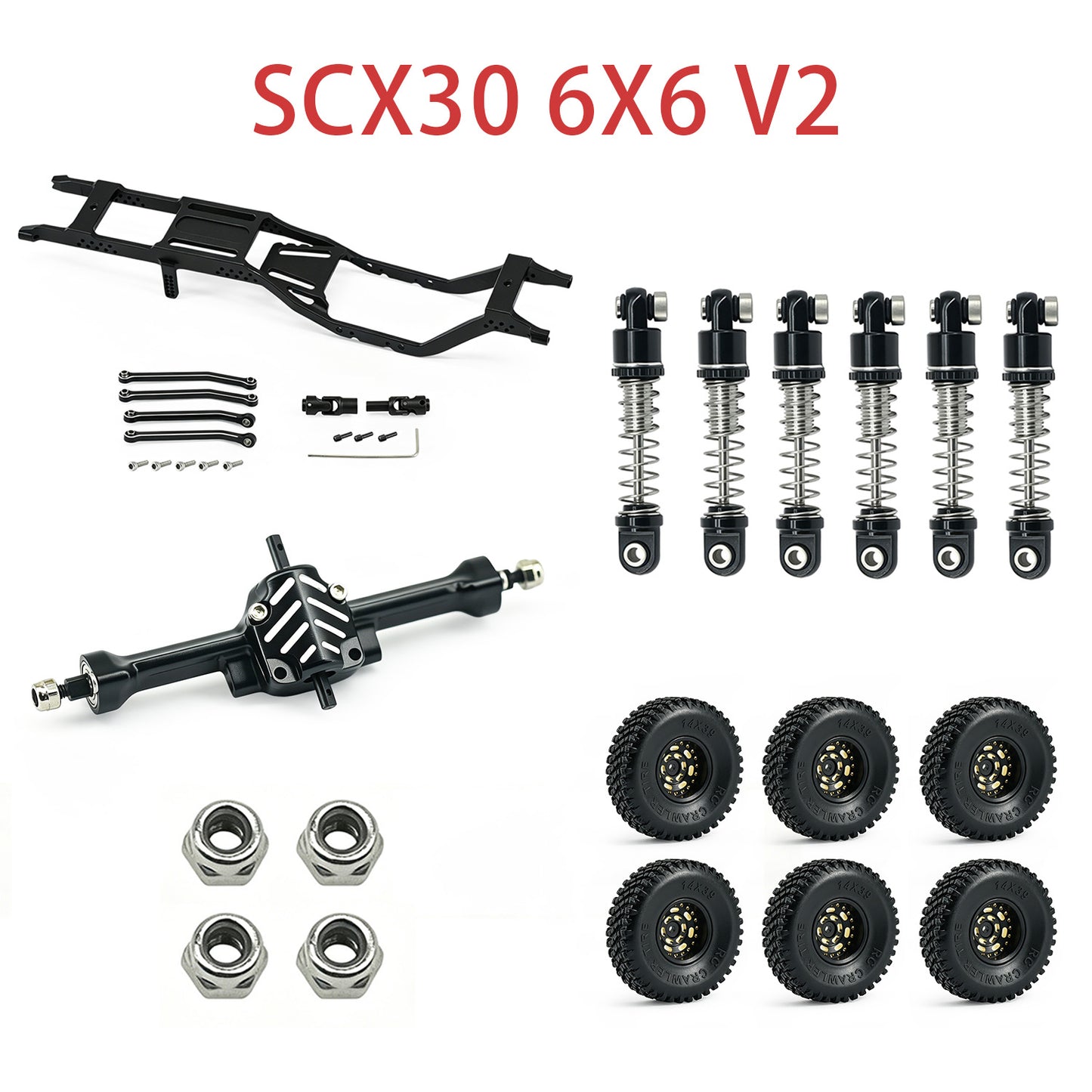 Hobbydetails SCX30 6X6 Metal Parts Aluminum Set