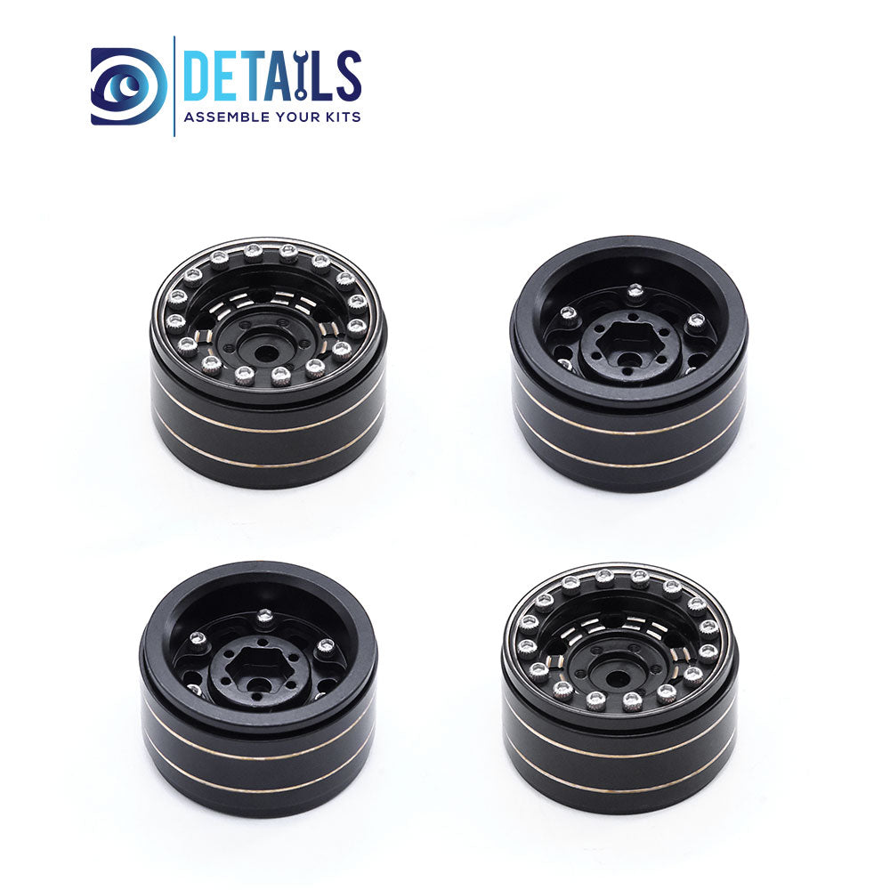 1.0'' Brass Quality Black Gold Beadlock Wheel Rim set for 1/18 or 1/24 cars 27X15.8mm Fit for TRX4M/SCX24/FCX24/Enduro24