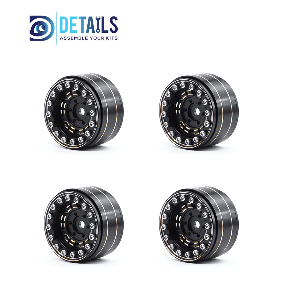 1.0'' Brass Quality Black Gold Beadlock Wheel Rim set for 1/18 or 1/24 cars 27X15.8mm Fit for TRX4M/SCX24/FCX24/Enduro24