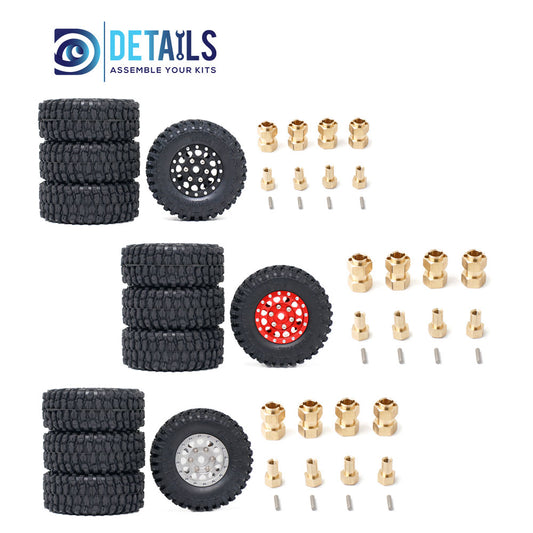 1.0'' Aluminum Beadlock Wheel Rim&amp;Tire set for 1/18 TRX4M 55X23mm Tire, 26X16mm Wheel