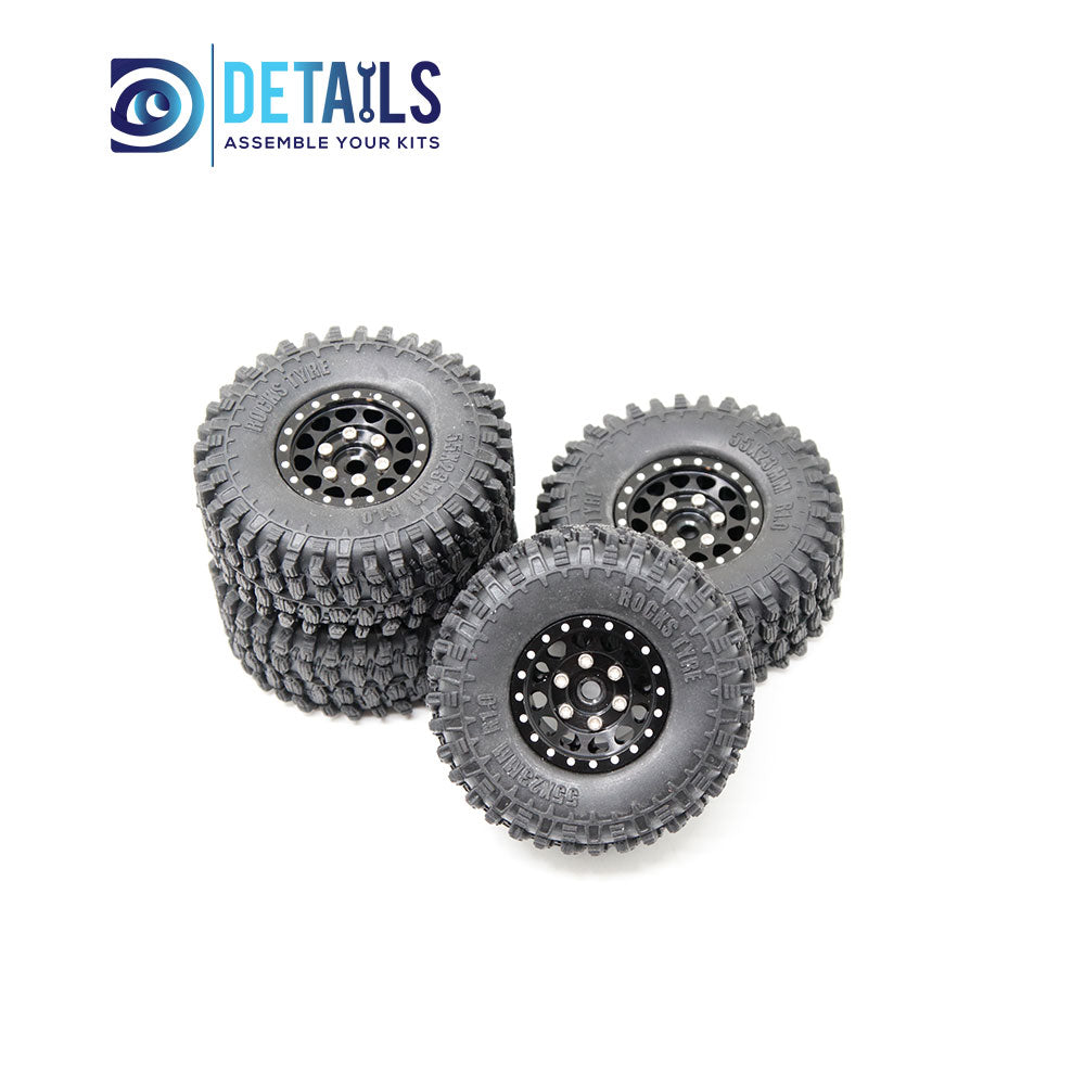 1.0'' Aluminum Beadlock Wheel Rim&amp;Tire set for 1/18 TRX4M 55X23mm Tire, 26X16mm Wheel