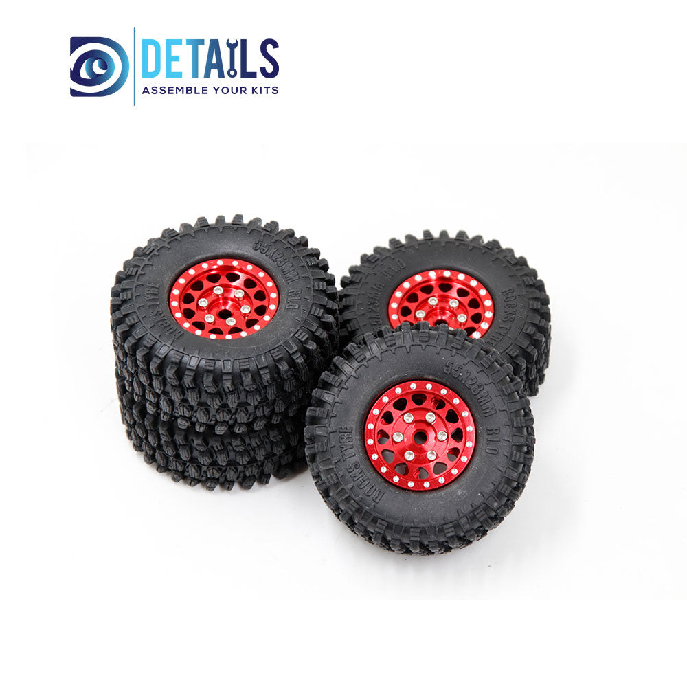 1.0'' Aluminum Beadlock Wheel Rim&amp;Tire set for 1/18 TRX4M 55X23mm Tire, 26X16mm Wheel