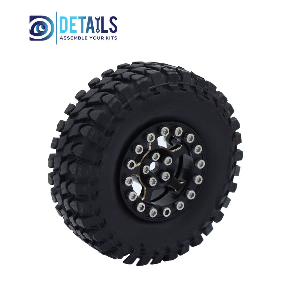 1.0'' Brass Five-Star Beadlock Wheel Rim set for 1/18 or 1/24 cars Fit for TRX4M/SCX24/FCX24/Enduro24